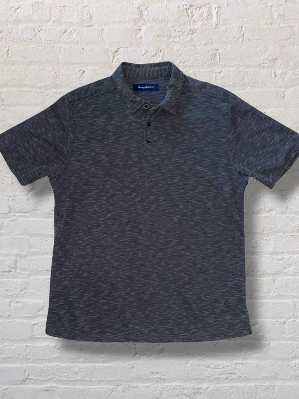 Tommy Bahama Men’s Gray Short Sleeve Polo Shirt Size L Tencel Blend